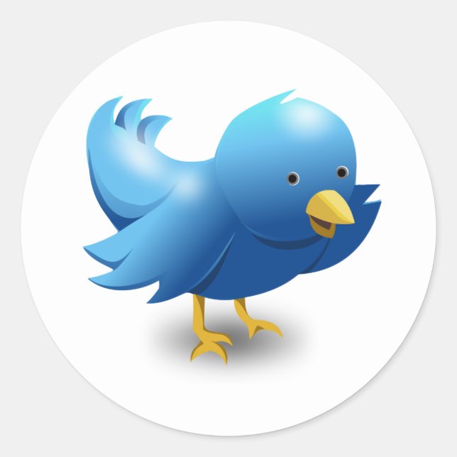 Pegatina Redonda Twitter BIRD logotipo (Anverso)