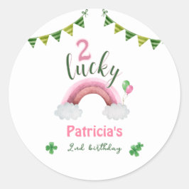 Pegatina Redonda Two Lucky 2nd Birthday