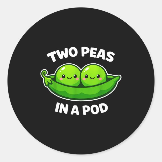Pegatina Redonda Two Peas In A D Cute Kawaii Funny  (Anverso)