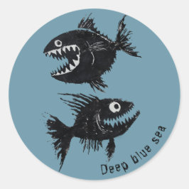 Pegatina Redonda Two scary fish, personalized