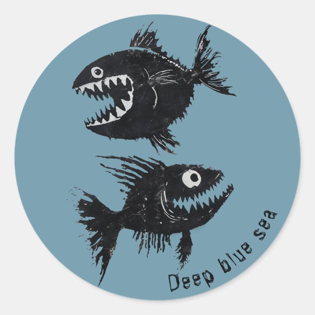 Pegatina Redonda Two scary fish, personalized (Anverso)