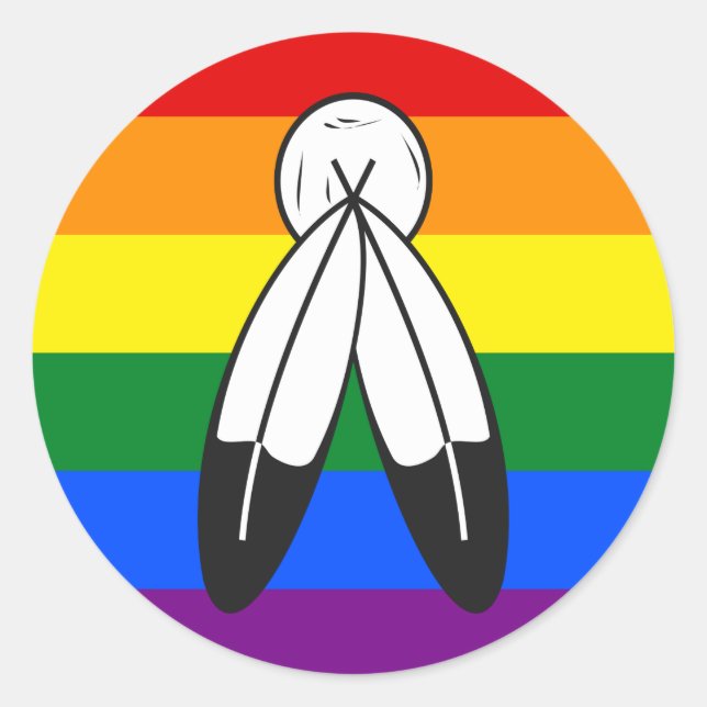 Pegatina Redonda Two-Spirit Pride Flag  (Anverso)