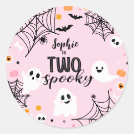 Pegatina Redonda Two Spooky Pink Halloween Ghost