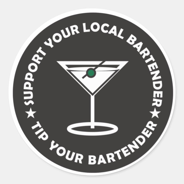 Pegatina Redonda TYB Admite su Bartender local (Anverso)