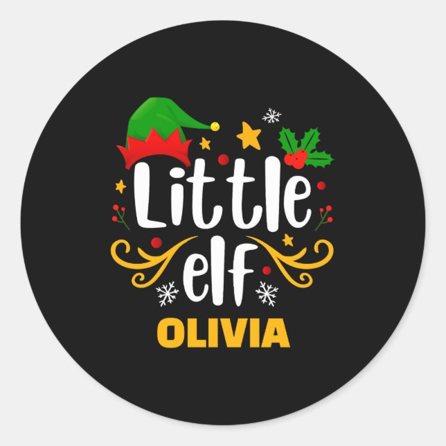 Pegatina Redonda Tygraphy Little Elf Fun Family Matching  (Anverso)