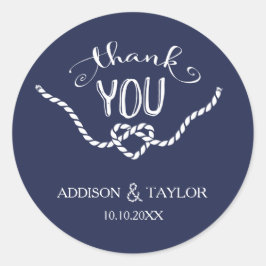 Pegatina Redonda Tying the Knot Calligraphy Gracias