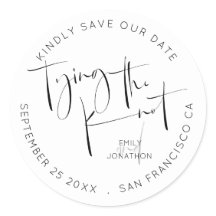 Tying the Knot Script Black White Save The Date