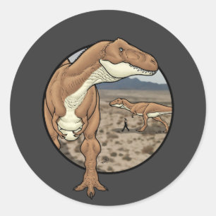 Pegatina Redonda Tyrannosauro rex. 2