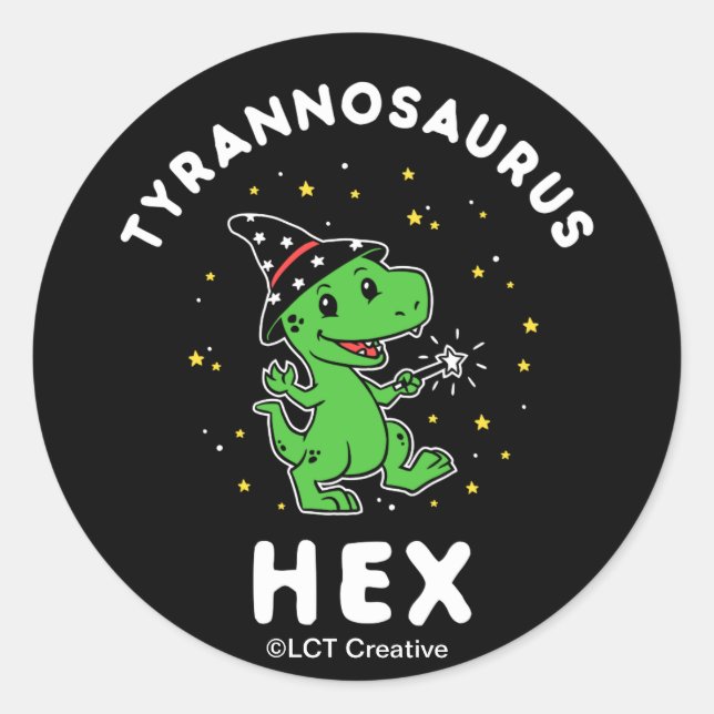 Pegatina Redonda Tyrannosaurus Hex (Anverso)