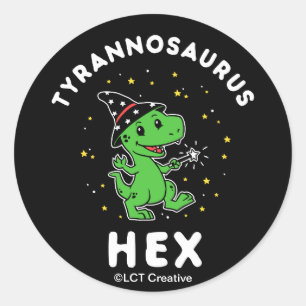 Pegatina Redonda Tyrannosaurus Hex