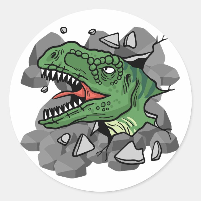Pegatina Redonda Tyrannosaurus Rex (Anverso)