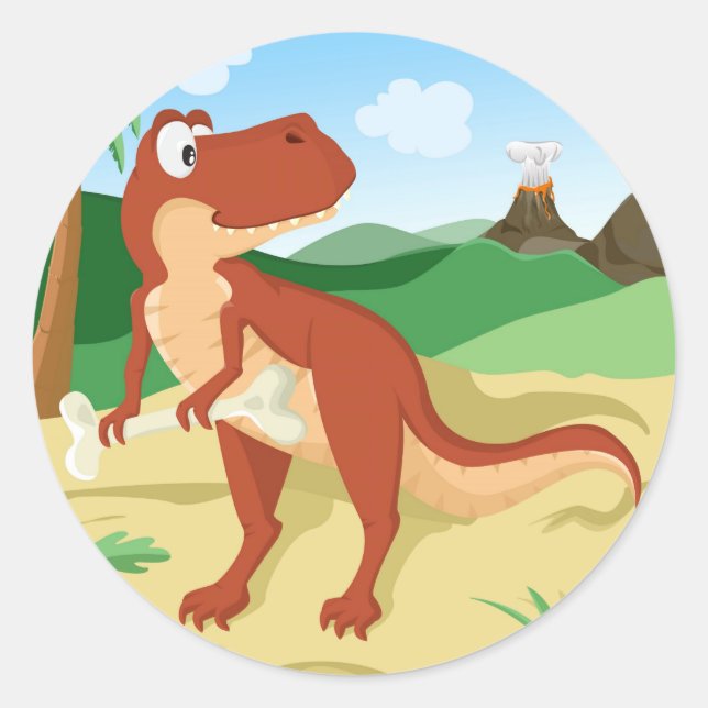 Pegatina Redonda Tyrannosaurus Rex (Anverso)