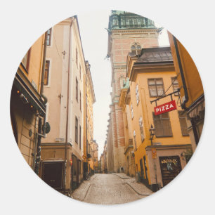 Pegatina Redonda Tyska Brinken, Gamla Stan, Ciudad Vieja, Estocolmo