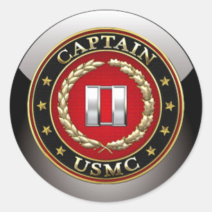 Pegatina Redonda U.S. Infantes de marina: Captain (capitán) del
