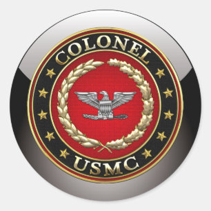 Pegatina Redonda U.S. Infantes de marina: Coronel (Col) del USMC
