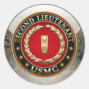 Pegatina Redonda U.S. Infantes de marina: Segundo teniente (USMC