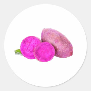 Pegatina Redonda Ube Ñame Púrpura Exótico - Vibrante Raíz Tropical 