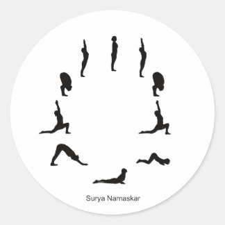 Pegatina Redonda Über Aufkleber – Surya Namaskara