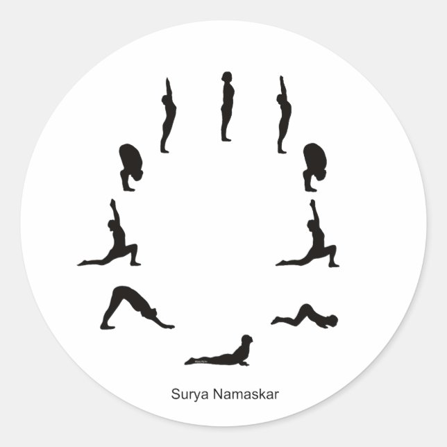 Pegatina Redonda Über Aufkleber – Surya Namaskara (Anverso)