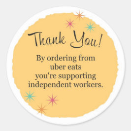 Pegatina Redonda Uber Eats Gracias