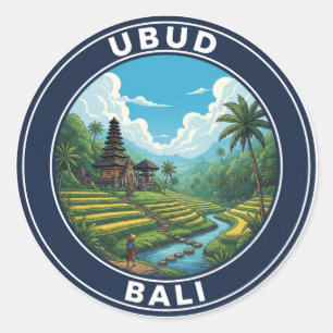 Pegatina Redonda Ubud Bali Indonesia Viaje