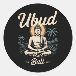 Pegatina Redonda Ubud Li Buddha Yoga Meditación Espiritual