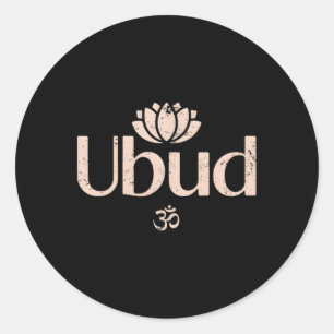 Pegatina Redonda Ubud Li Om Espiritual Loto Viaje Meditación Yoga 