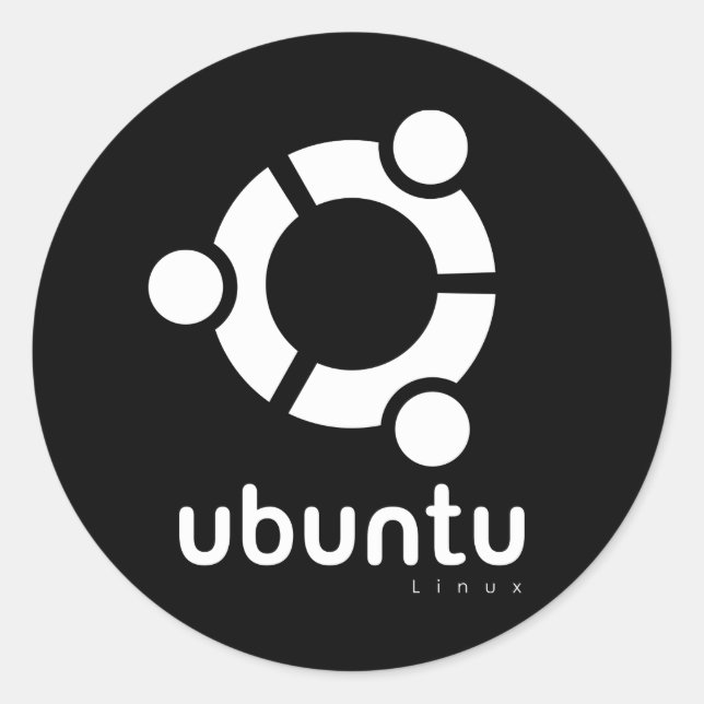 Pegatina Redonda Ubuntu Linux Open Source (Anverso)