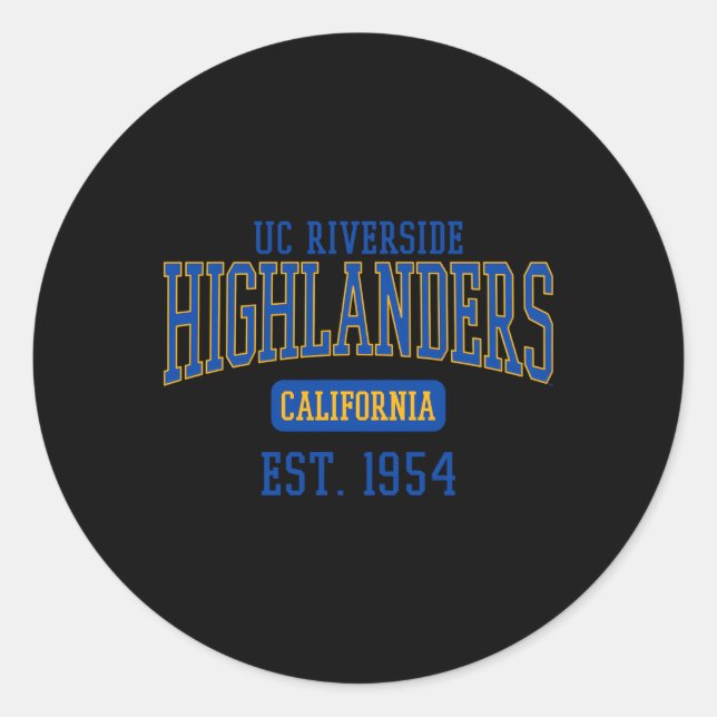 Pegatina Redonda Uc Riverside Highlanders Est Date (Anverso)