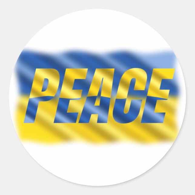 Pegatina Redonda Ucrania azul y amarilla inspiran paz no guerra (Anverso)