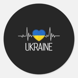 Pegatina Redonda Ucrania Bandera Ucraniana Zelensky Tryzub Em Milit