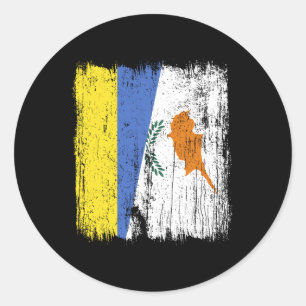 Pegatina Redonda Ucrania Chipre Media Bandera Herencia Ucraniana Ch