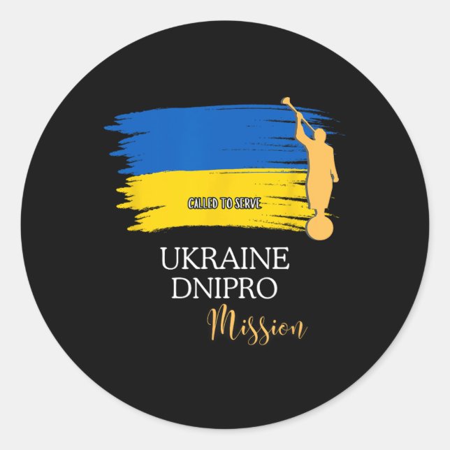 Pegatina Redonda Ucrania Dnipro Mormón Lds Misión Misionero  (Anverso)