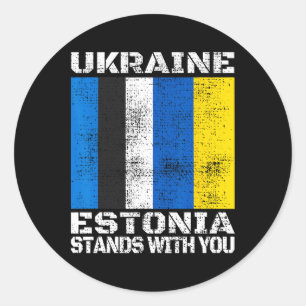 Pegatina Redonda Ucrania Estonia Está Contigo Soporte Estonio F