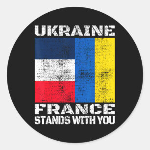 Pegatina Redonda Ucrania Francia Está Contigo Bandera De Apoyo Fran