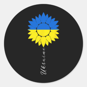 Pegatina Redonda Ucrania Girasol Bandera Ucraniana Yo Apoyo a Ucr