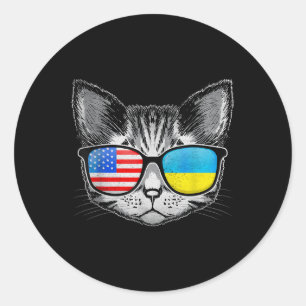 Pegatina Redonda Ucrania La bandera de los Estados Unidos desata el