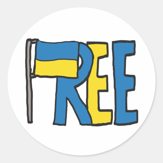 Pegatina Redonda Ucrania libre (Anverso)