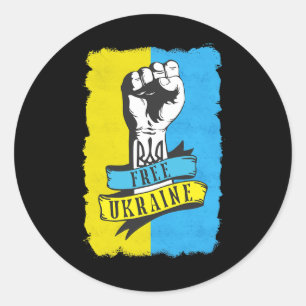 Pegatina Redonda Ucrania Libre Yo Apoyo La Bandera De Ucrania Apoyo