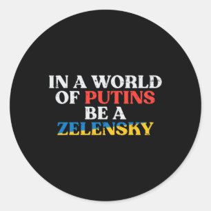 Pegatina Redonda Ucrania Mundo De Putins Ser Zelensky Ucranianos Ho