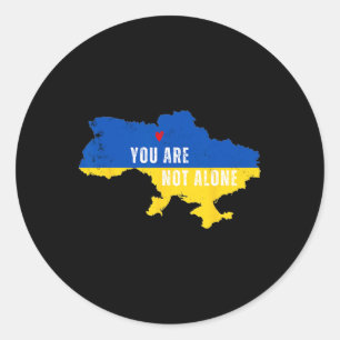 Pegatina Redonda Ucrania No Estás Solo Mapa de Kiev Apoyo Ucraniano