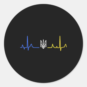 Pegatina Redonda Ucrania Tryzub Tridente Zelensky Bandera Ucraniana
