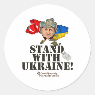 Pegatina Redonda Ucrania Turquía Volodymyr Zelensky Apoya a Ucrania