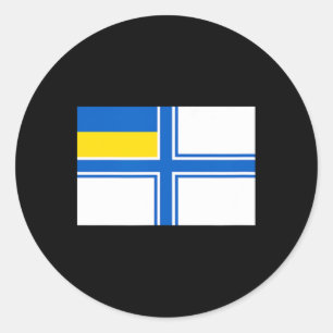 Pegatina Redonda Ucrania Ucraniano Bandera de Ucrania Ombligo Bande