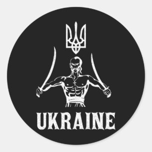 Pegatina Redonda Ucrania Ucraniano Kiew Trysub Bandera 8