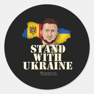 Pegatina Redonda Ucrania Zelensky Banderas De La República De Molda