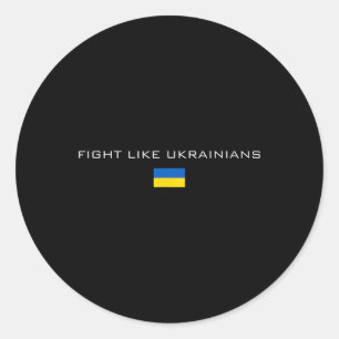 Pegatina Redonda Ucraniano Zelensky Ucrania Ejército Verde Luchar C