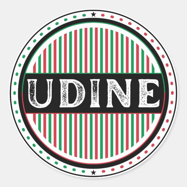 Pegatina Redonda Udine City Pride Emblem – Italian Identity (Anverso)