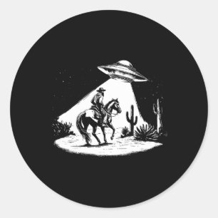 Pegatina Redonda Ufo Howdy Alien Cowboy Halloween disfraz Ufo Weste