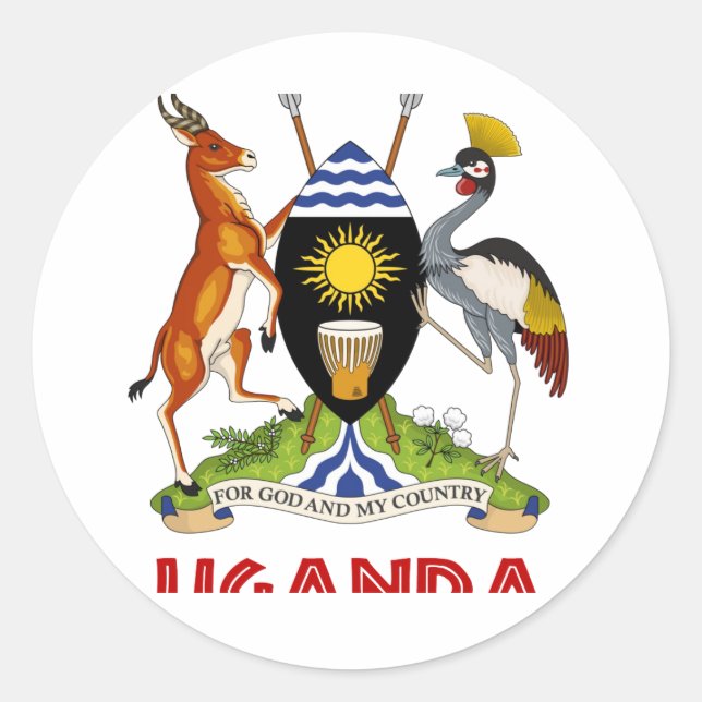 Pegatina Redonda UGANDA - bandera/emblema/escudo de armas/símbolo (Anverso)